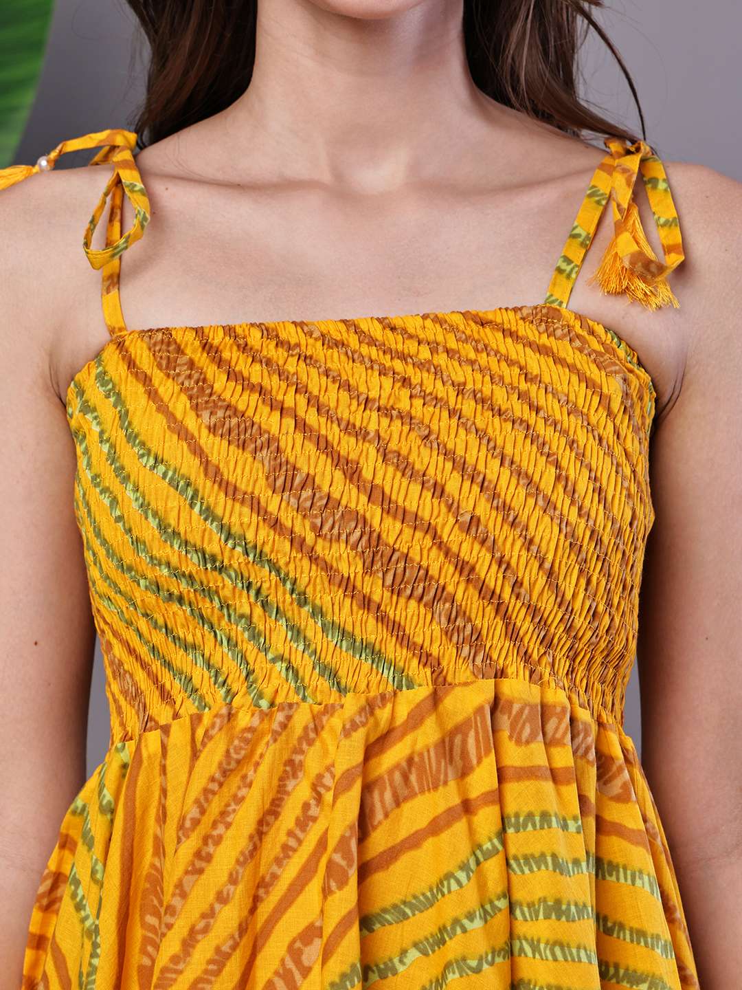 Women's Multicolor Abstract Printed Cotton Handkerchief Hem Dress Midi Dresses - Image 5